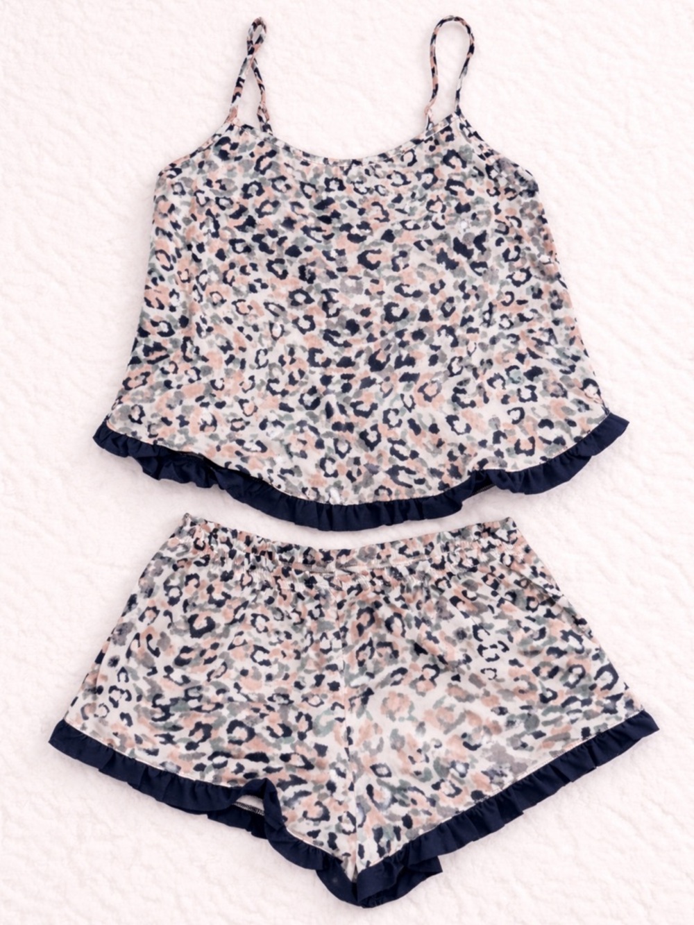 Secret Treasures Satin Leopard Pajama Set S 4-6 Womens Cami Shorts Sleepwear